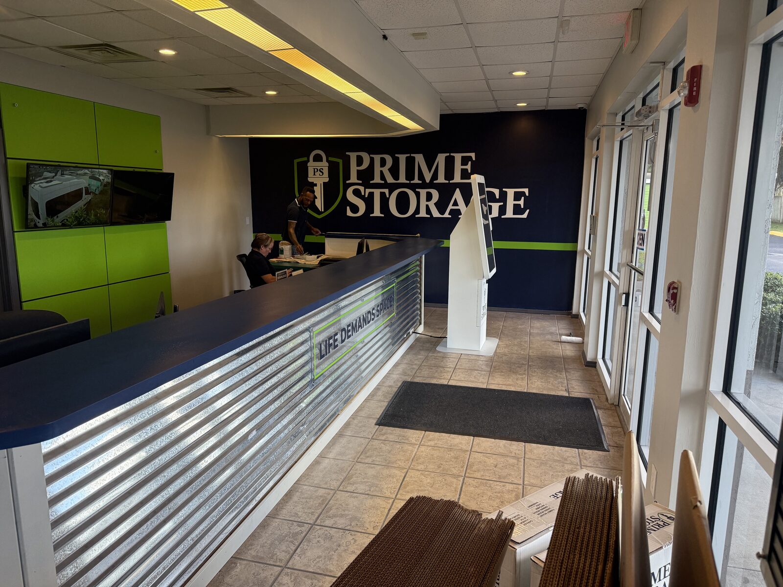 Finished commercial office lobby remodel, counter and lockers in service — Bell Engineering & Construction