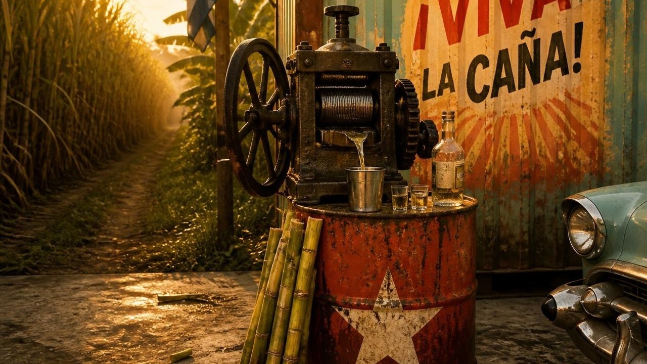 Rendering of the sugarcane field and cane press
